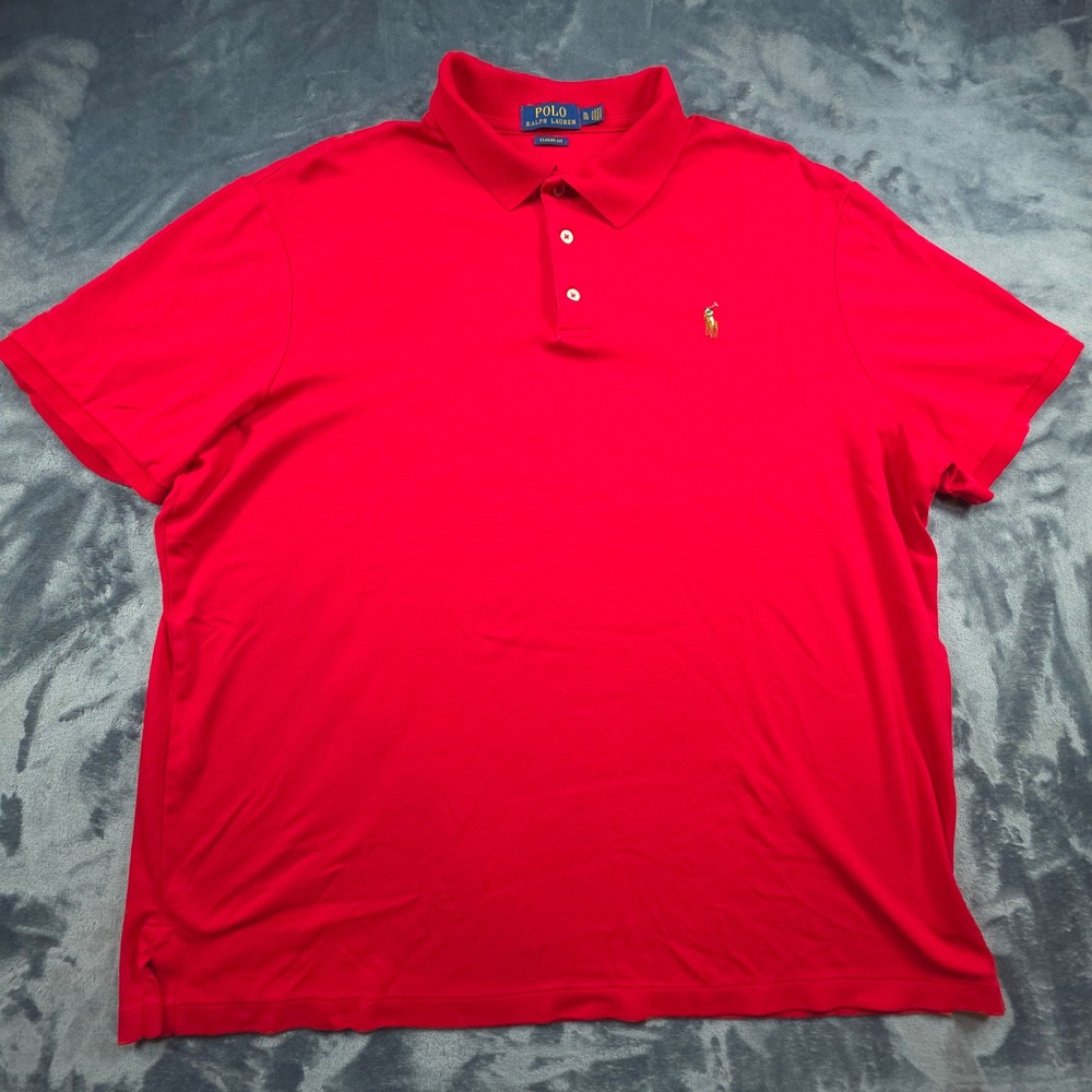 Polo Ralph Lauren Mens XL Classic Fit Short Sleeve Polo Shirt Red Pony Logo